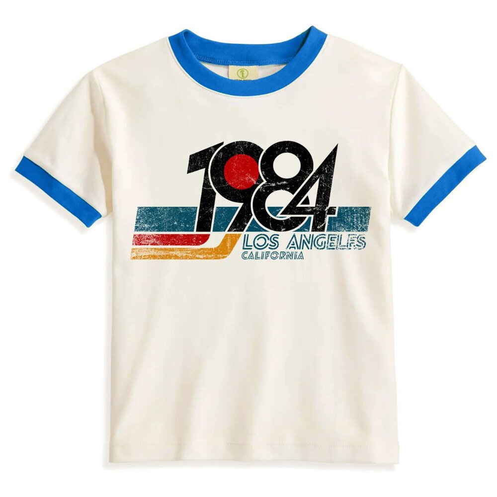 Ringer T Shirt Womens Fitted 1984 T Shirt Retro Vintage T shirt Off White